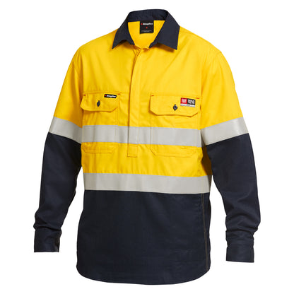King Gee Y04550 ShieldTec FR Hi Vis 2 Tone Closed Front Taped Shirt PPE2