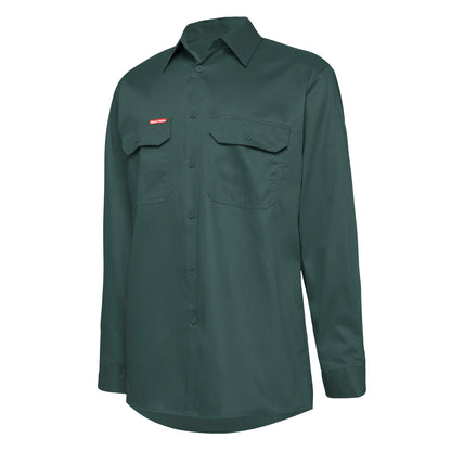 Hard Yakka Y07500 Long Sleeve Open Front Cotton Drill Work Shirt