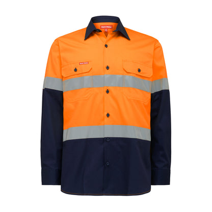 Hard Yakka Y07978 Core Hi-Vis 2 Tone Vented Taped Long Sleeve Cotton Shirt