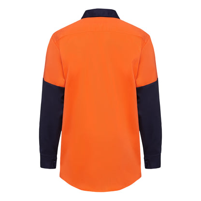 Hard Yakka Y07984 Hi-Vis 2 Tone Closed Front Long Sleeve Shirt with Gusset