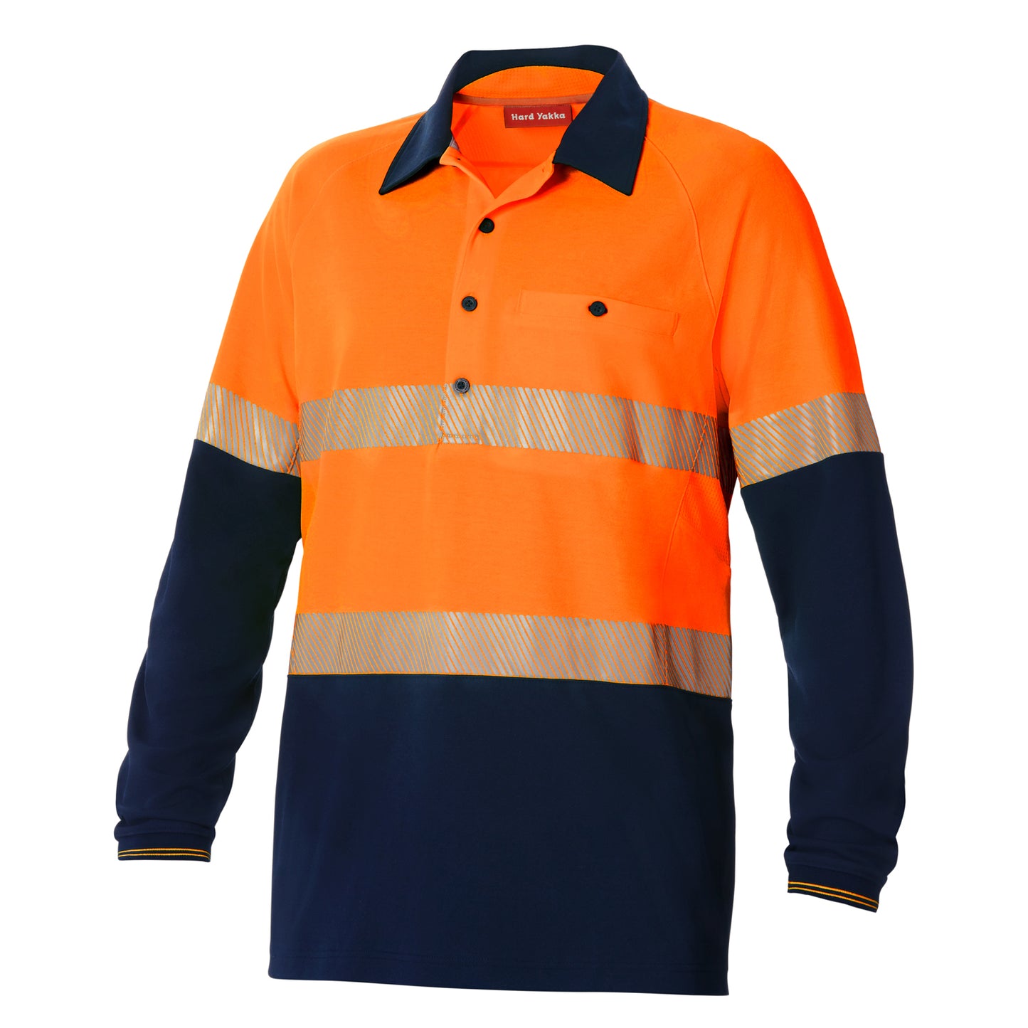 Hard Yakka Y11379 Core Hi-Vis 2 Tone Taped Vented Long Sleeve Polo