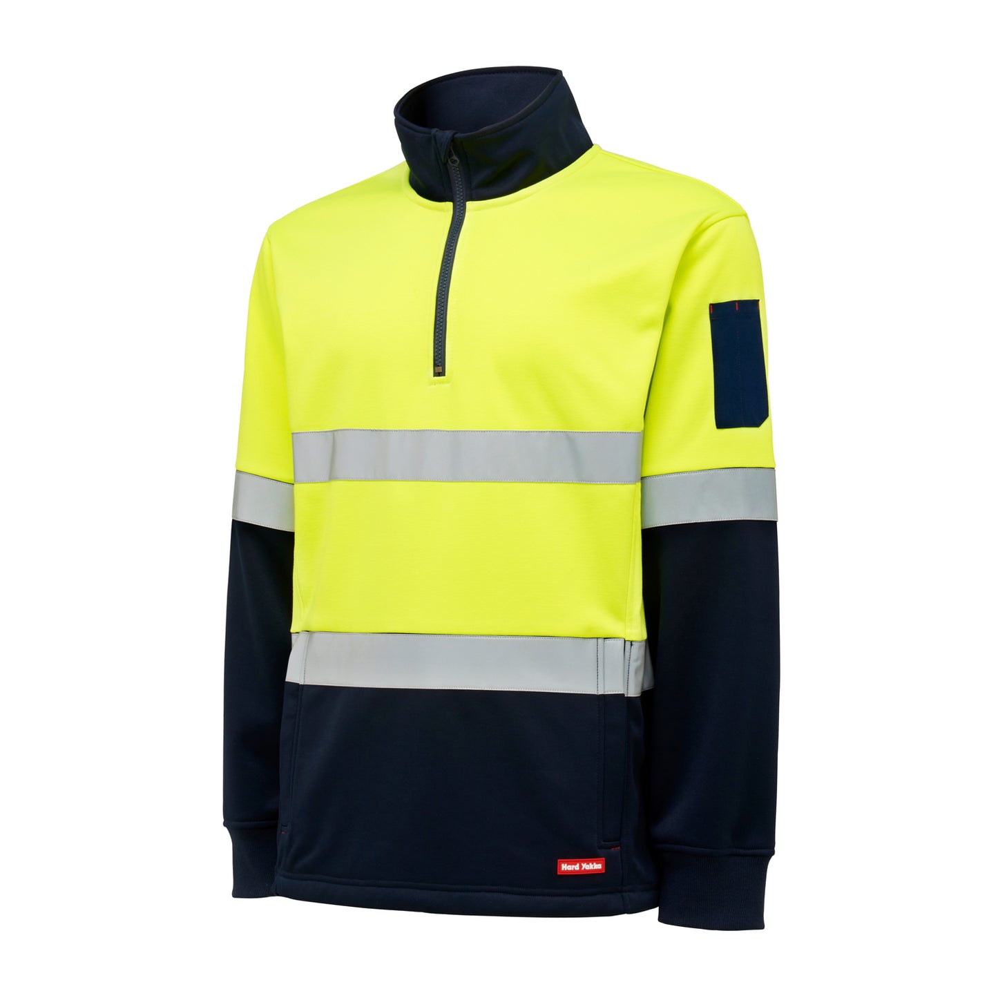 Hard Yakka Y19270 Hi-Vis 2 Tone 1/4 Zip Brushed Taped Fleece Jumper