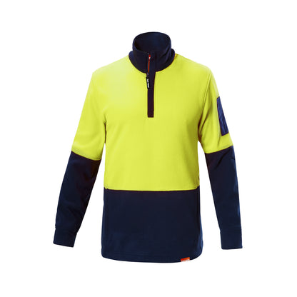 Hard Yakka Y19330 Hi-Vis 2 Tone 1/4 Zip Brushed Fleece Jumper