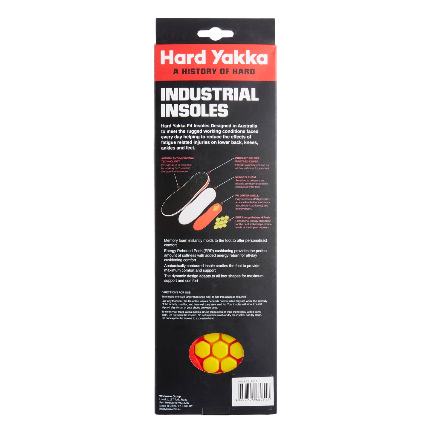 Hard Yakka Y60178 HY ERP Footbed Memory Foam Insoles