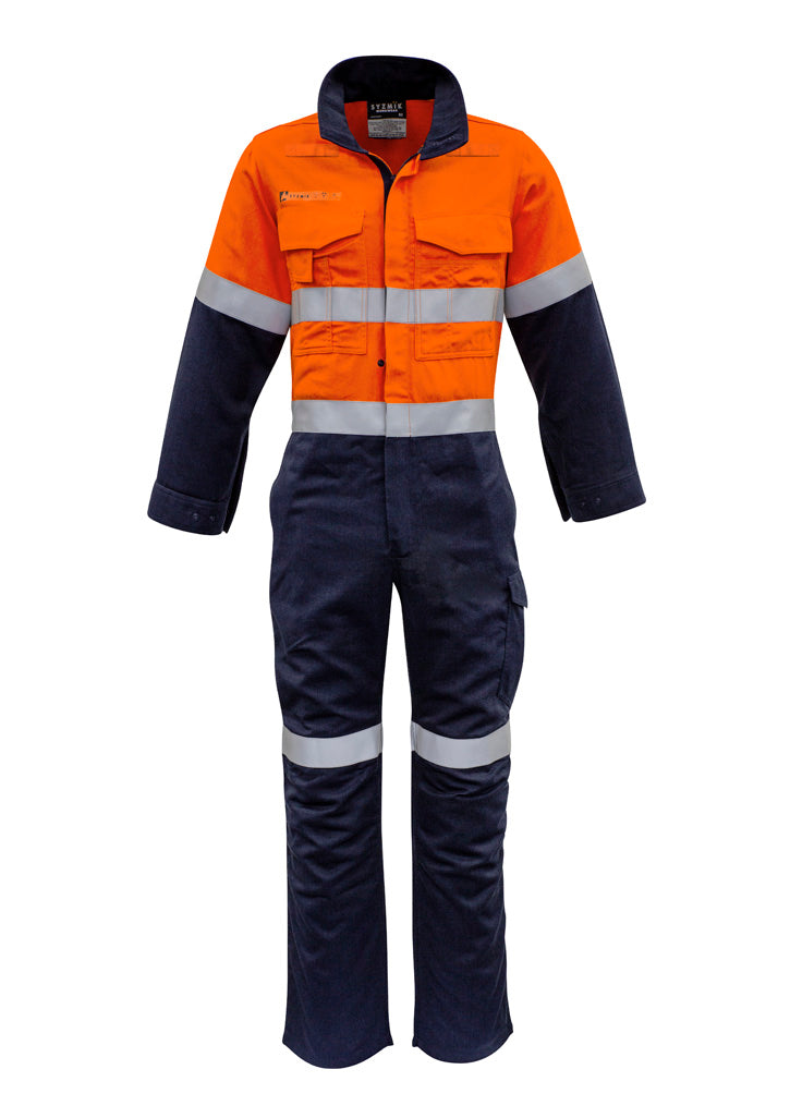 Syzmik Men's Orange Flame Overall - Hoop Taped - Orange/Navy
