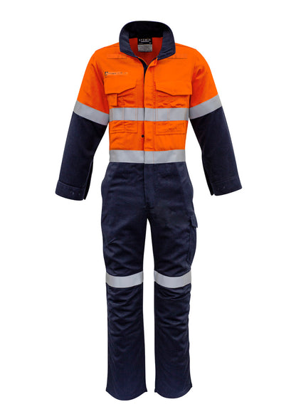 Syzmik Men's Orange Flame Overall - Hoop Taped - Orange/Navy