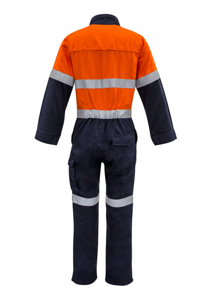 Syzmik Men's Orange Flame Overall - Hoop Taped - Orange/Navy