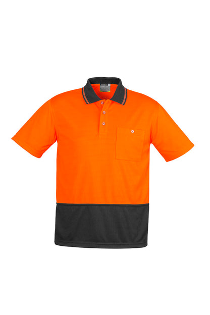 Syzmik Unisex Hi Vis Basic Short Sleeve Polo - Orange/Charcoal