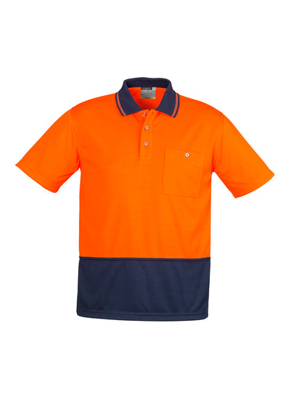 Syzmik Unisex Hi Vis Basic Short Sleeve Polo - Orange/Navy