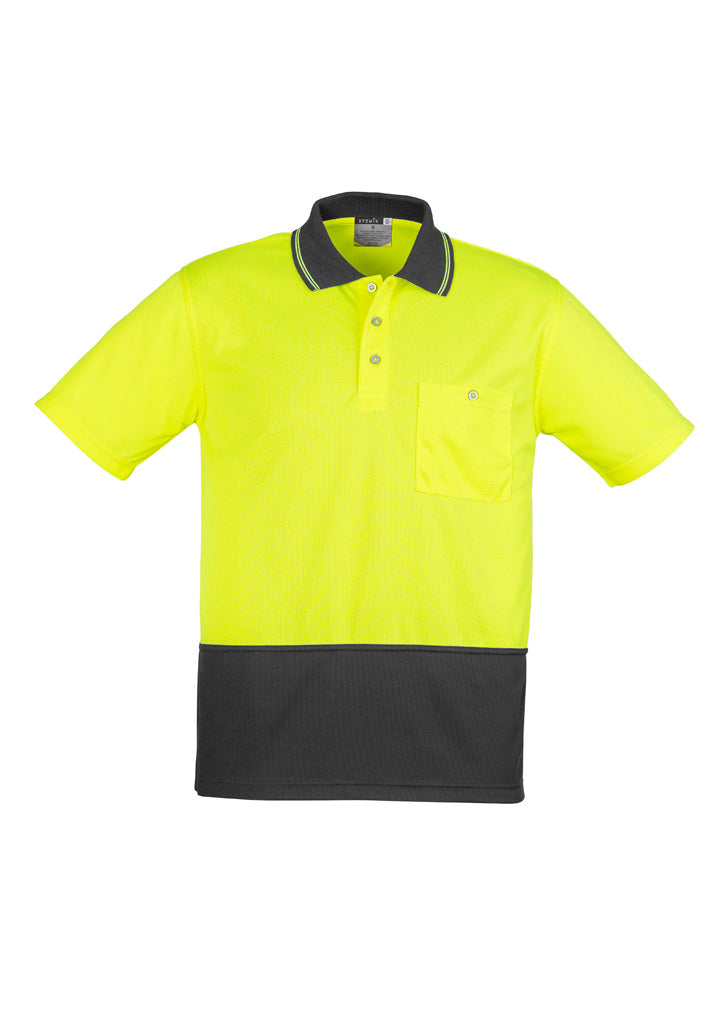 Syzmik Unisex Hi Vis Basic Short Sleeve Polo - Yellow/Charcoal