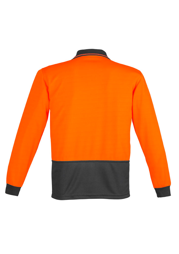 Syzmik Unisex Hi Vis Basic Long Sleeve Polo - Orange/Charcoal
