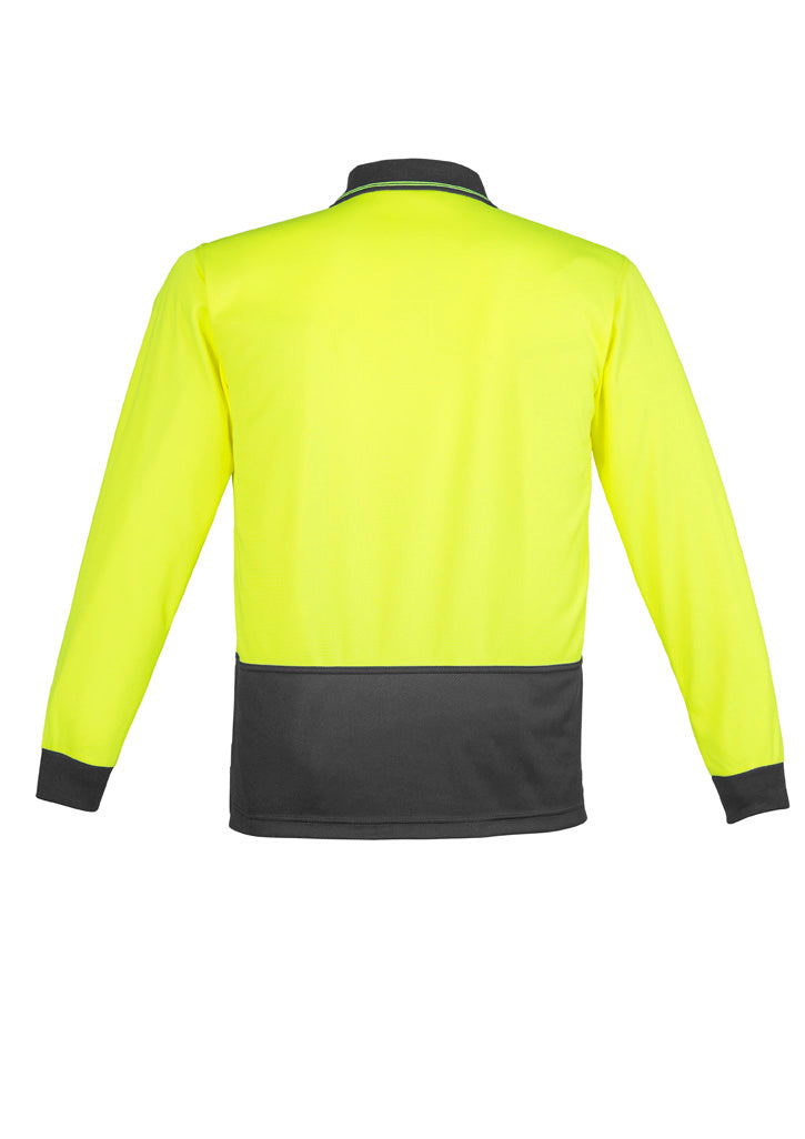 Syzmik Unisex Hi Vis Basic Long Sleeve Polo - Yellow/Charcoal