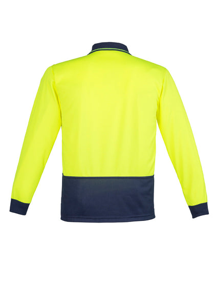 Syzmik Unisex Hi Vis Basic Long Sleeve Polo - Yellow/Navy