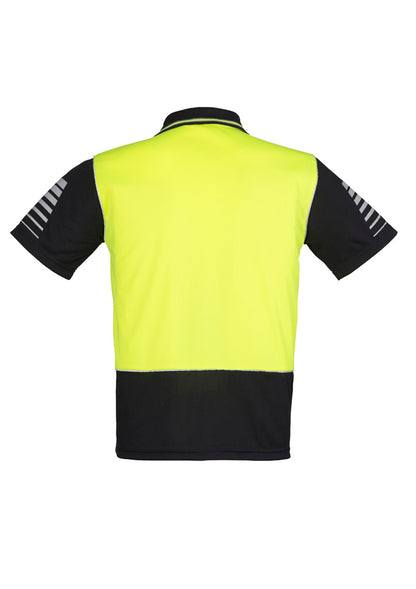 Syzmik Men's Hi Vis Zone Short Sleeve Polo - Yellow/Black