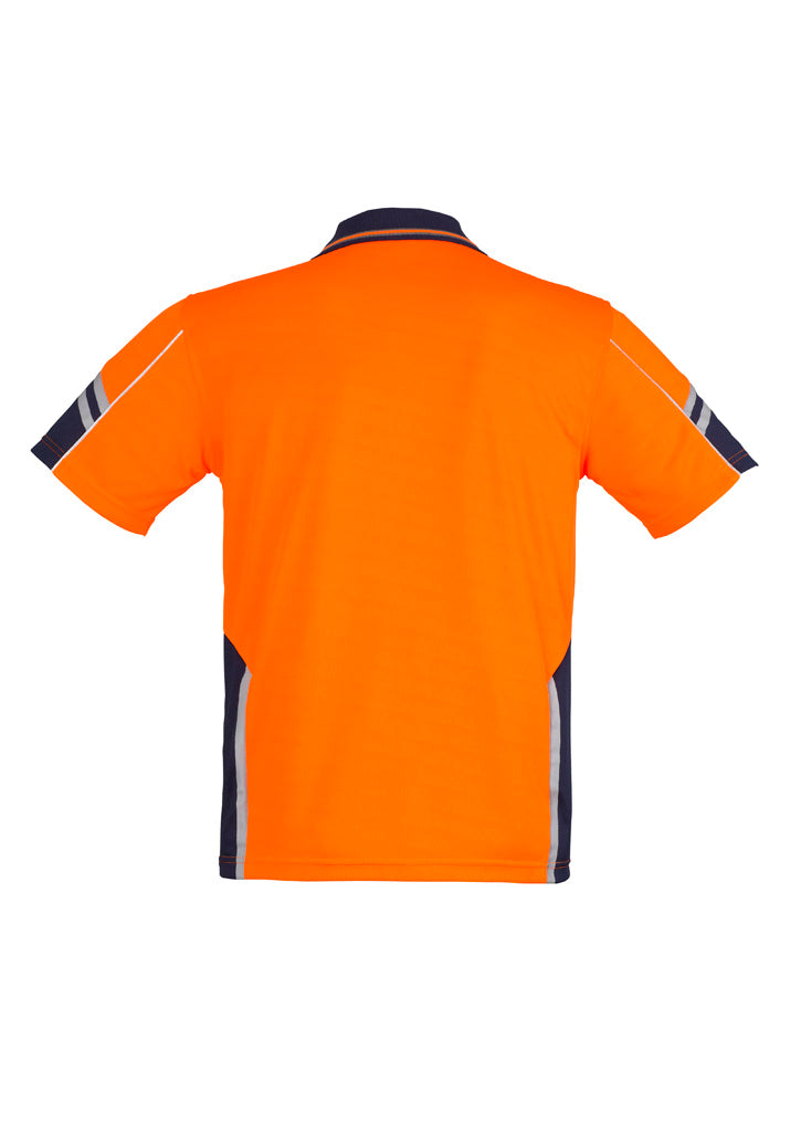 Syzmik Men's Hi Vis Squad Short Sleeve Polo - Orange/Navy