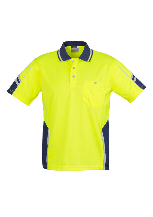 Syzmik Men's Hi Vis Squad Short Sleeve Polo - Yellow/Navy
