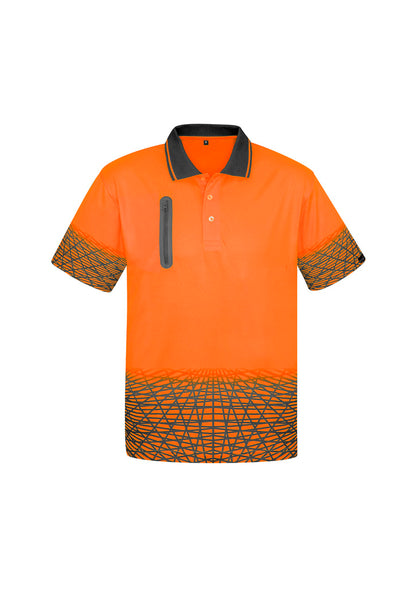 Syzmik Men's Hi Vis Tracks Short Sleeve Polo - Orange/Charcoal