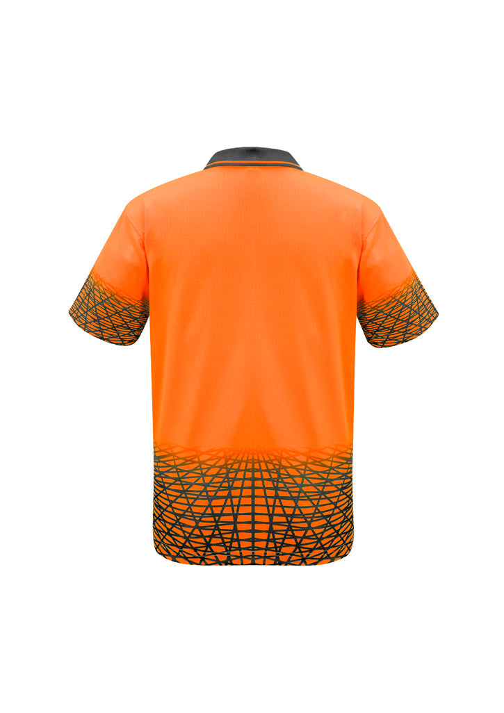 Syzmik Men's Hi Vis Tracks Short Sleeve Polo - Orange/Charcoal