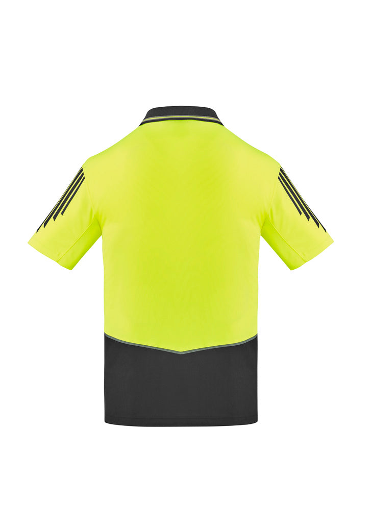 Syzmik Men's Hi Vis Flux Short Sleeve Polo - Yellow/Charcoal
