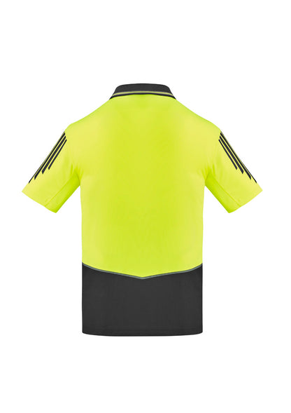 Syzmik Men's Hi Vis Flux Short Sleeve Polo - Yellow/Charcoal