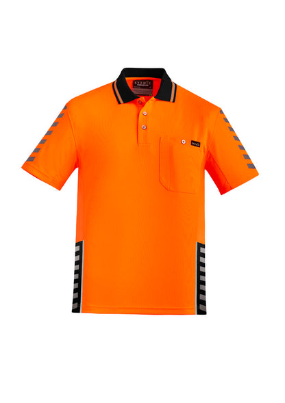 Syzmik Men's Hi Vis Komodo Short Sleeve Polo - Orange/Black