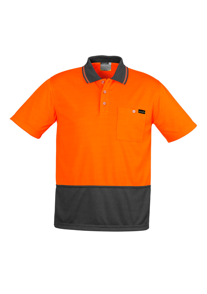 Syzmik Men's Hi Vis Comfort Back Short Sleeve Polo - Orange/Charcoal