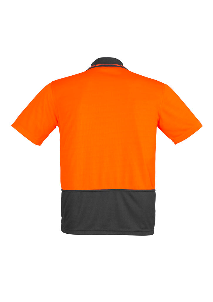 Syzmik Men's Hi Vis Comfort Back Short Sleeve Polo - Orange/Charcoal