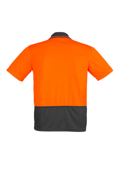 Syzmik Men's Hi Vis Comfort Back Short Sleeve Polo - Orange/Charcoal