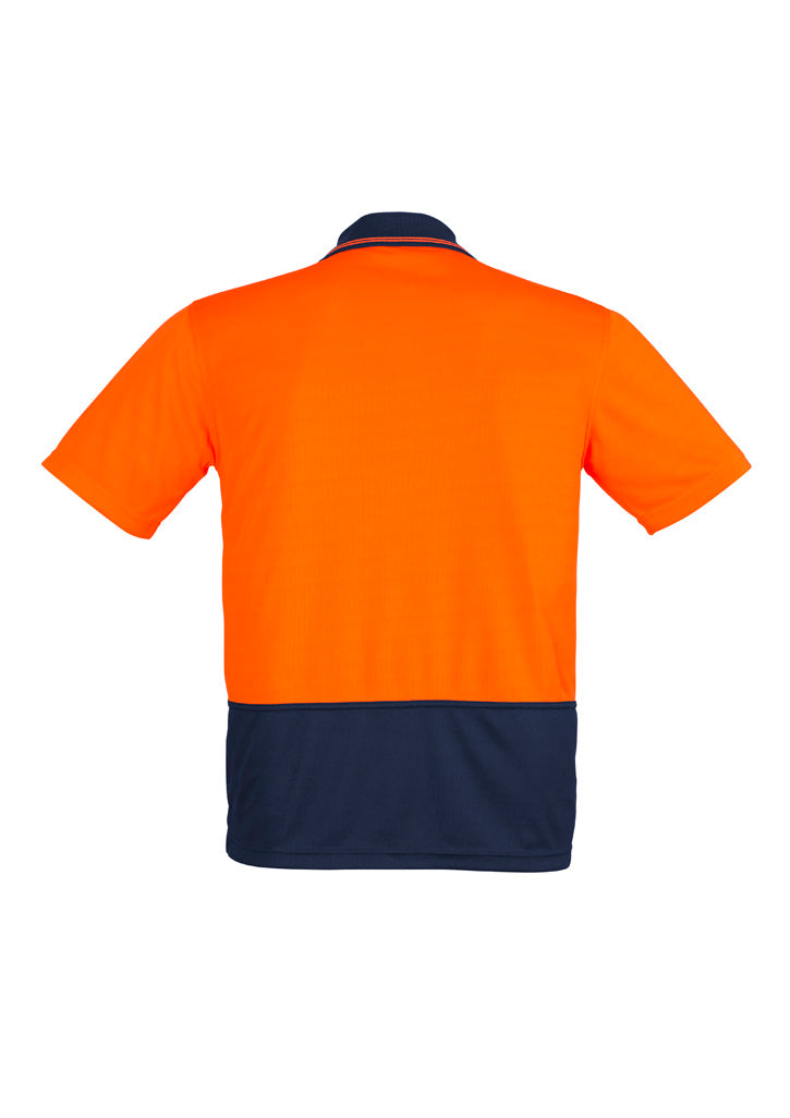 Syzmik Men's Hi Vis Comfort Back Short Sleeve Polo - Orange/Navy