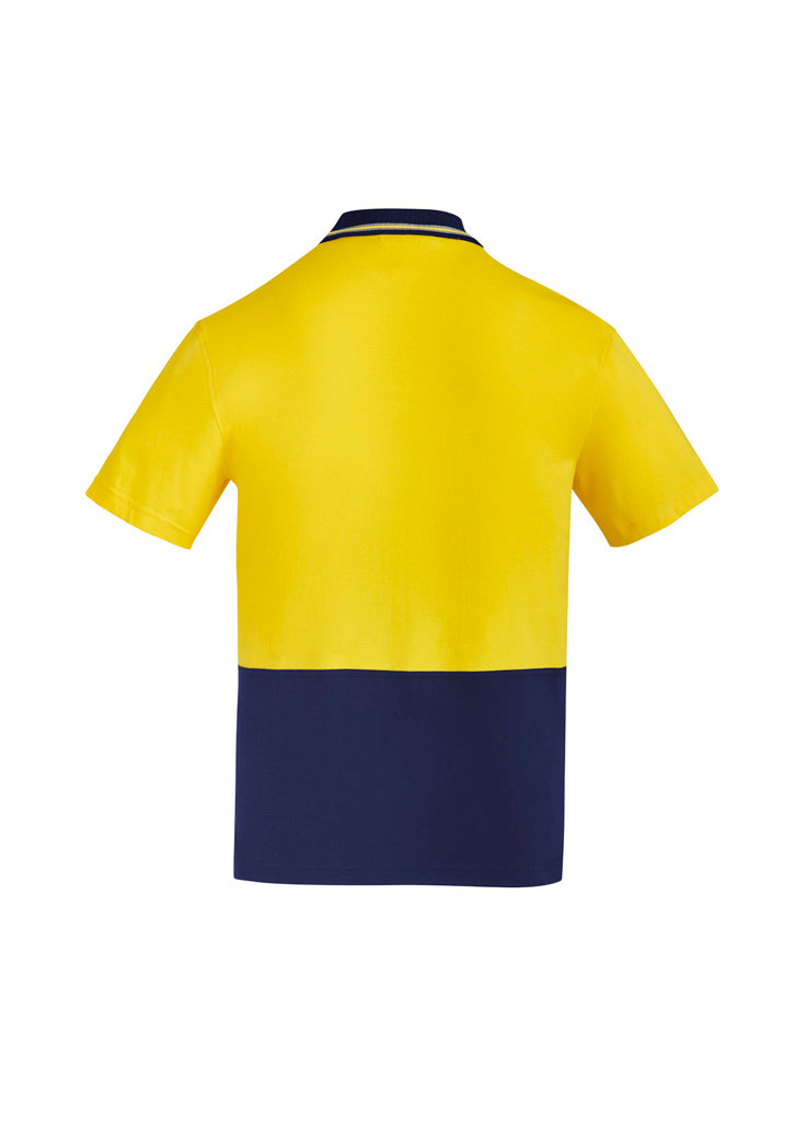 Syzmik Men's Hi Vis Cotton Short Sleeve Polo - Yellow/Navy