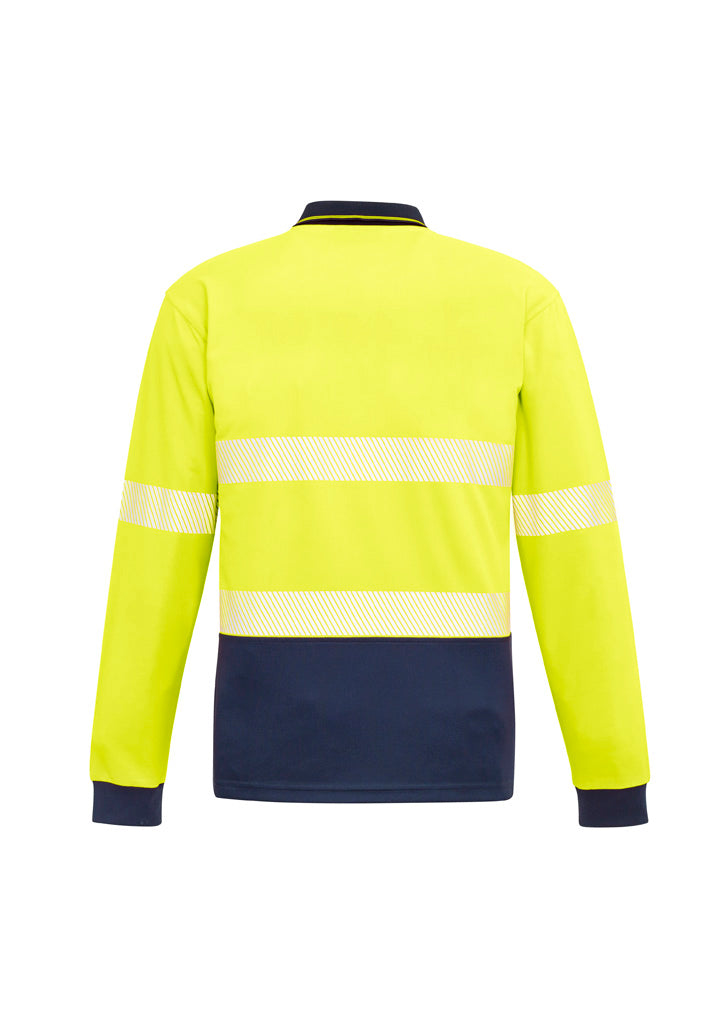 Syzmik Unisex Hi Vis Segmented Tape Long Sleeve Polo - Yellow/Navy
