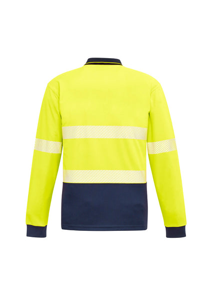 Syzmik Unisex Hi Vis Segmented Tape Long Sleeve Polo - Yellow/Navy