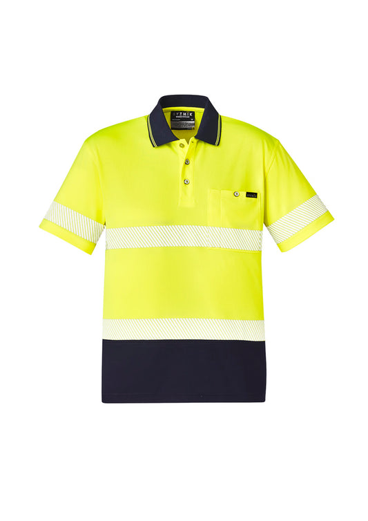 Syzmik Unisex Hi Vis Segmented Tape Short Sleeve Polo - Yellow/Navy
