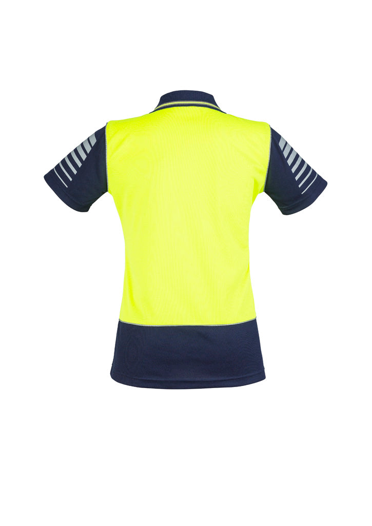Syzmik Women's Hi Vis Zone Short Sleeve Polo - Yellow/Navy