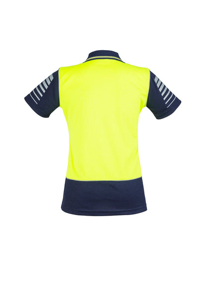Syzmik Women's Hi Vis Zone Short Sleeve Polo - Yellow/Navy