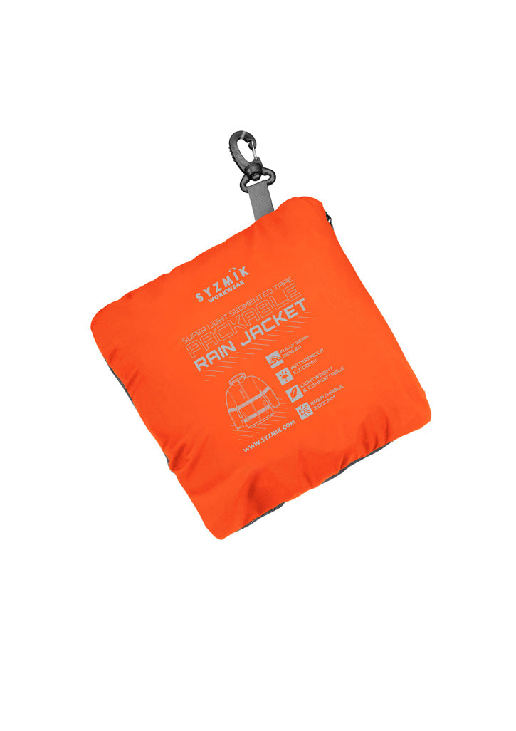 Unisex Super Light Segmented Tape Packable Rain Jacket - Orange