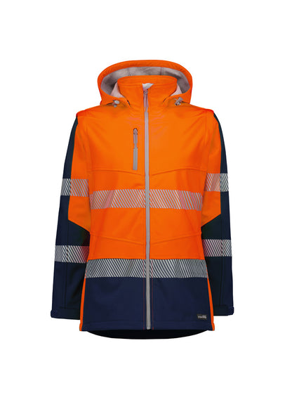 Syzmik Women's Streetworx 2 In 1 Stretch Softshell Jacket - Orange/Navy