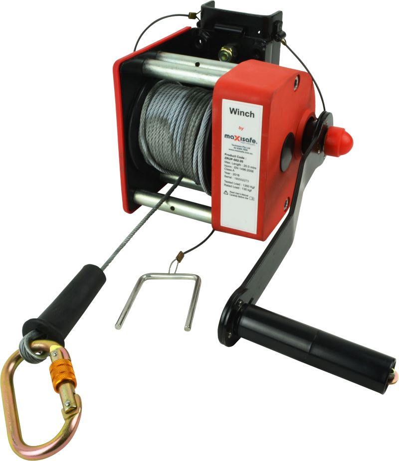 Maxisafe ZRUP-502-20 20m Tripod Winch with Pulley & Mounting Bracket