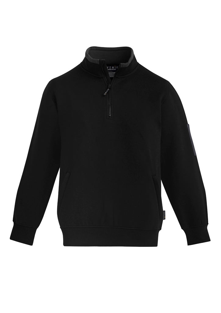 Syzmik Unisex 1/4 Zip Brushed Fleece Pullover - Black/Charcoal