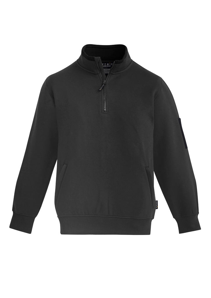 Syzmik Unisex 1/4 Zip Brushed Fleece Pullover - Charcoal/Black