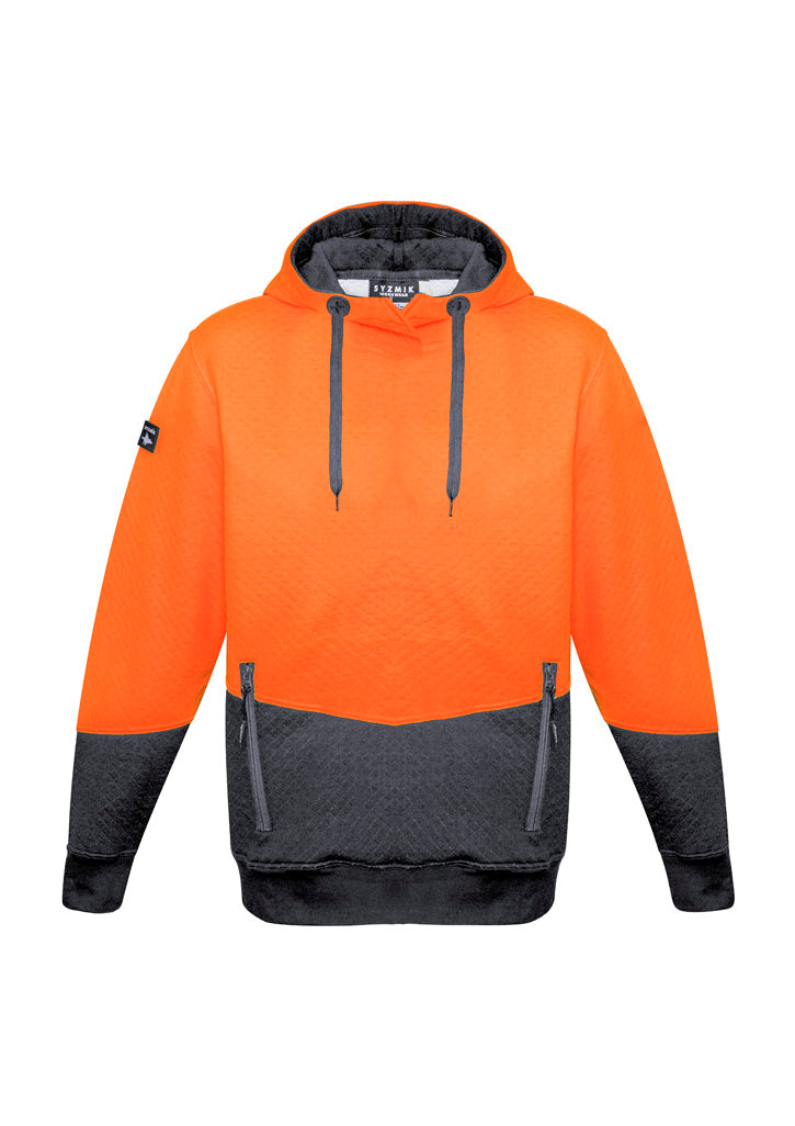 Syzmik Unisex Hi Vis Textured Jacquard Hoodie - Orange/Charcoal