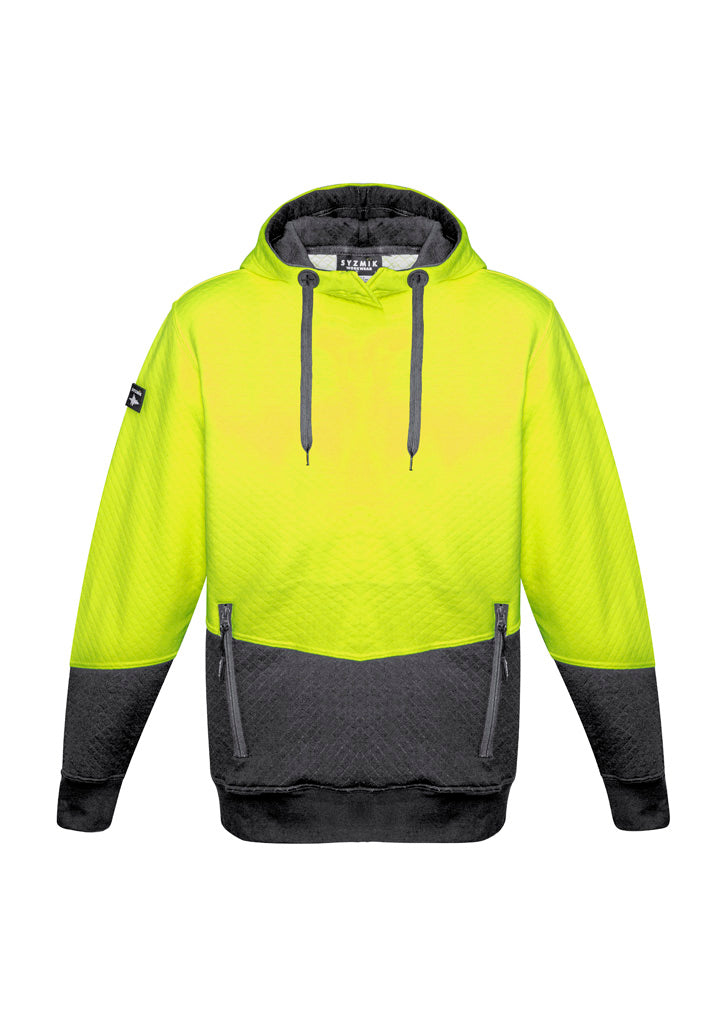 Syzmik Unisex Hi Vis Textured Jacquard Hoodie - Yellow/Charcoal