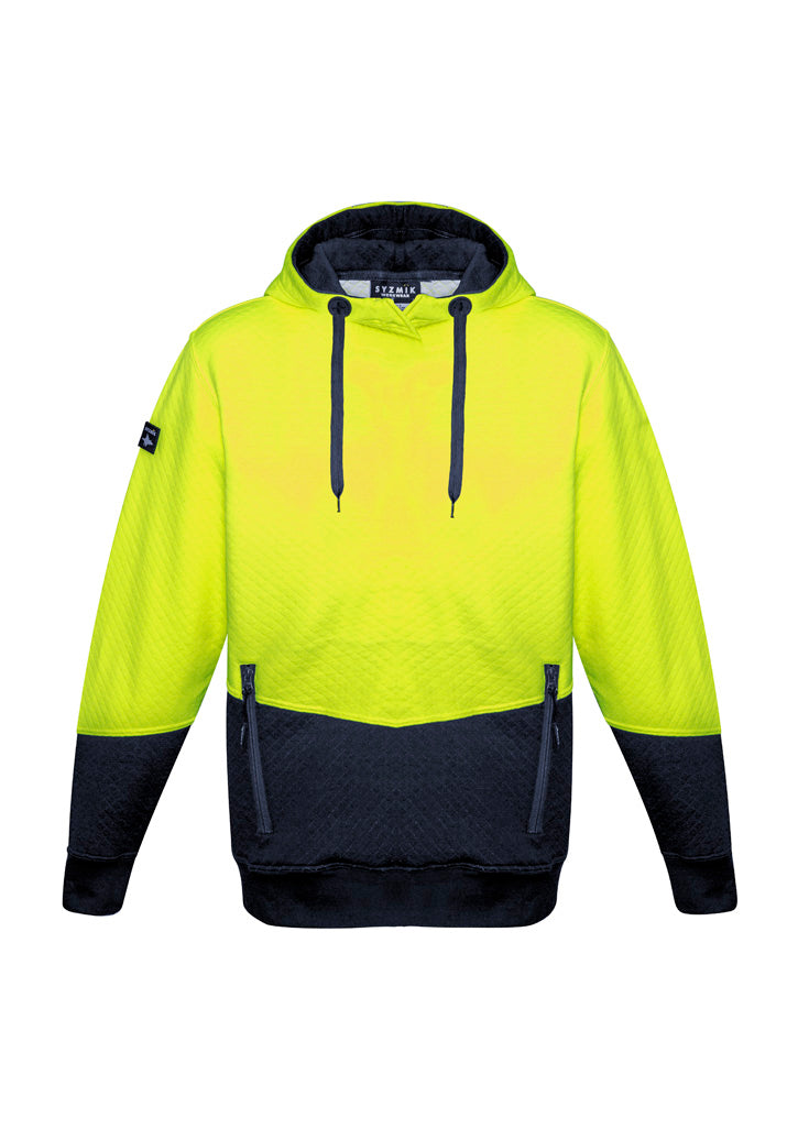Syzmik Unisex Hi Vis Textured Jacquard Hoodie - Yellow/Navy