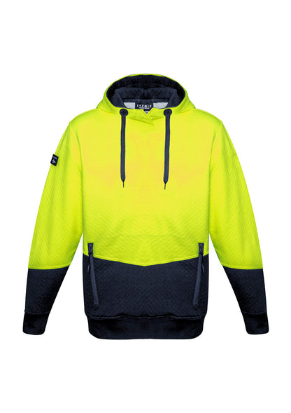 Syzmik Unisex Hi Vis Textured Jacquard Hoodie - Yellow/Navy
