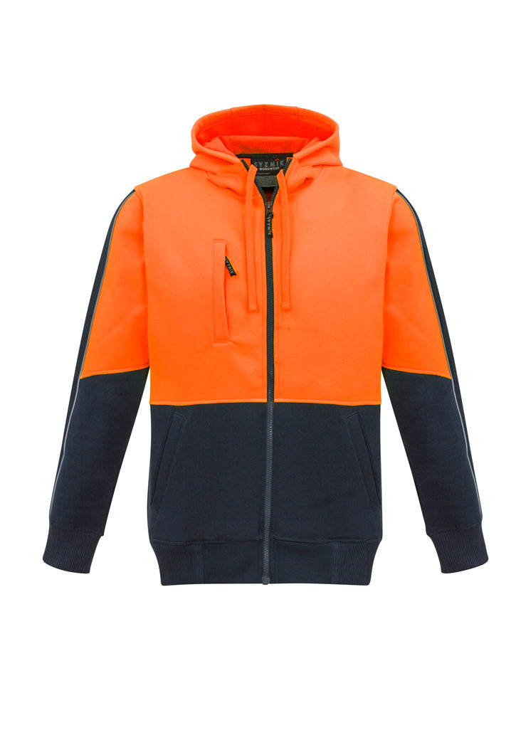 Syzmik Unisex Hi Vis Full Zip Hoodie - Orange/Navy