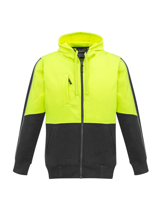Syzmik Unisex Hi Vis Full Zip Hoodie - Yellow/Charcoal