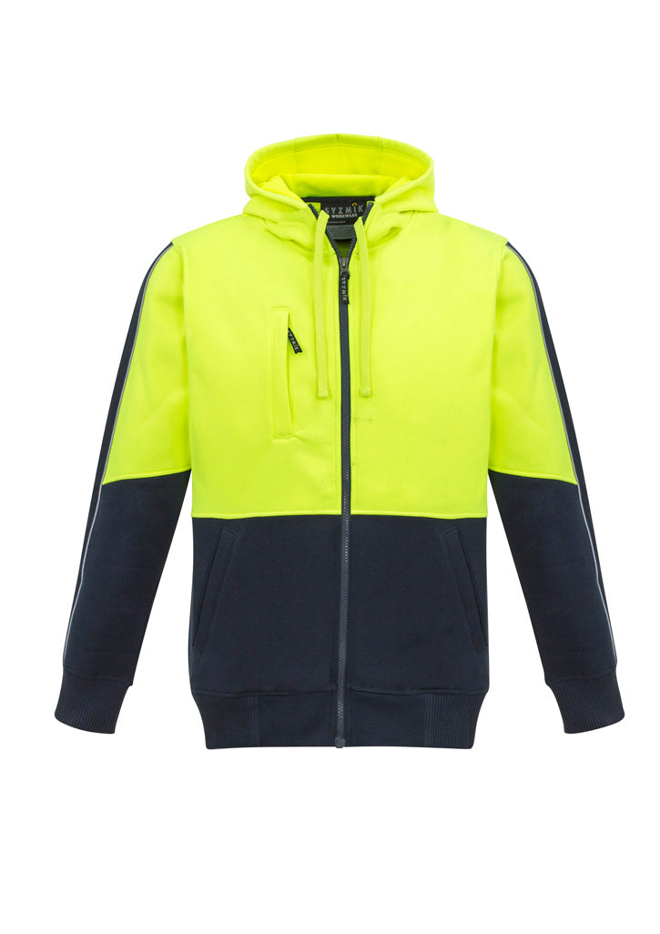 Syzmik Unisex Hi Vis Full Zip Hoodie - Yellow/Navy