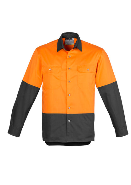 Syzmik Men's Industrial Long Sleeve Shirt - Orange/Charcoal