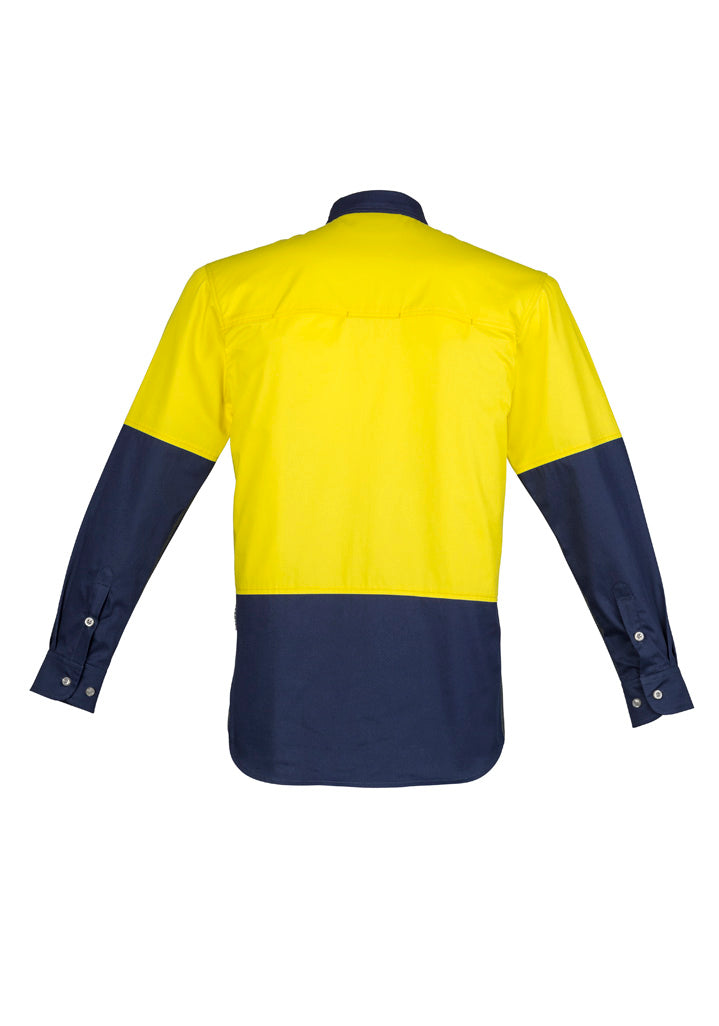 Syzmik Men's Industrial Long Sleeve Shirt - Yellow/Navy