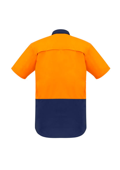 Syzmik Men's Rugged Cooling Hi Vis Short Sleeve Shirt - Orange/Navy